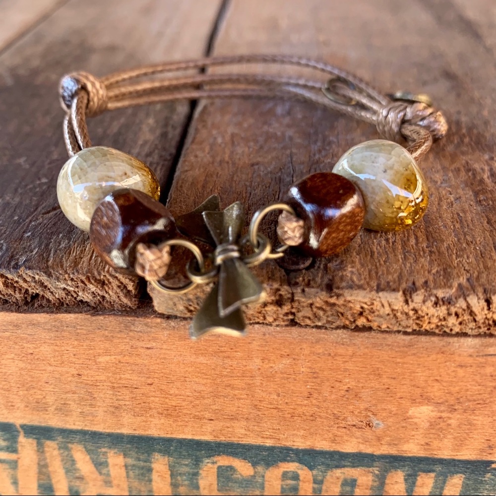 ✨BOHO CERAMIC/WOOD BEAD CHARM ANKLET/BRACELET